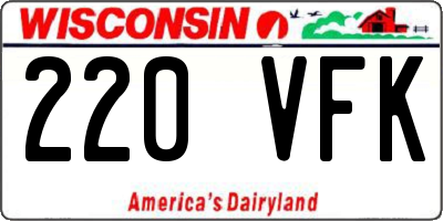 WI license plate 220VFK
