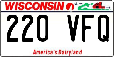 WI license plate 220VFQ