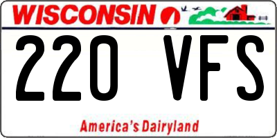WI license plate 220VFS