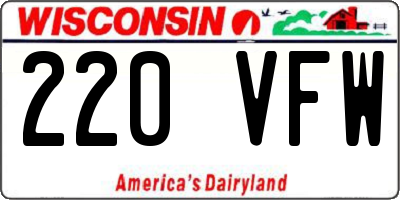 WI license plate 220VFW