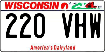 WI license plate 220VHW