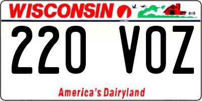 WI license plate 220VOZ