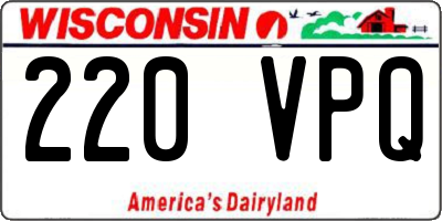 WI license plate 220VPQ