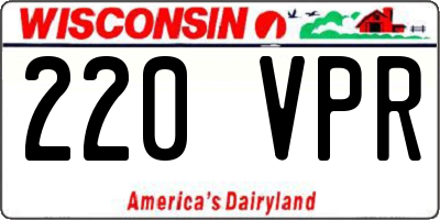 WI license plate 220VPR