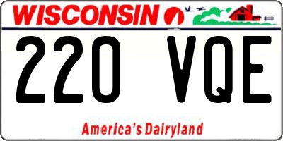 WI license plate 220VQE