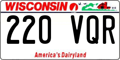 WI license plate 220VQR