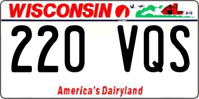WI license plate 220VQS