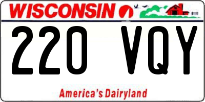 WI license plate 220VQY
