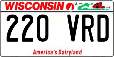 WI license plate 220VRD