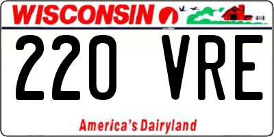 WI license plate 220VRE