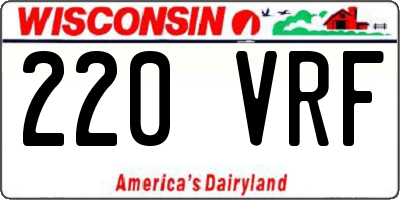 WI license plate 220VRF