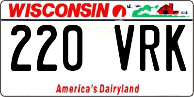 WI license plate 220VRK