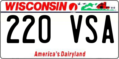 WI license plate 220VSA