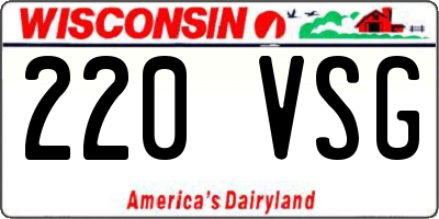 WI license plate 220VSG