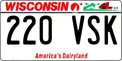 WI license plate 220VSK