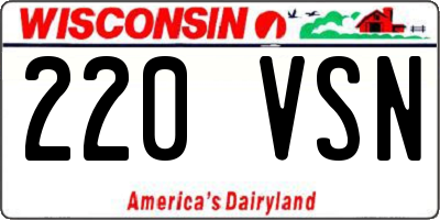 WI license plate 220VSN