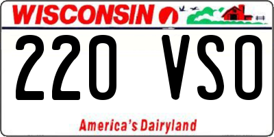 WI license plate 220VSO