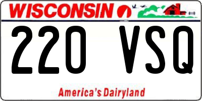 WI license plate 220VSQ