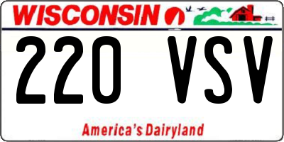 WI license plate 220VSV