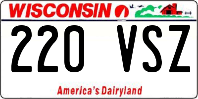 WI license plate 220VSZ