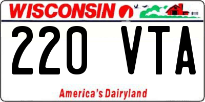 WI license plate 220VTA