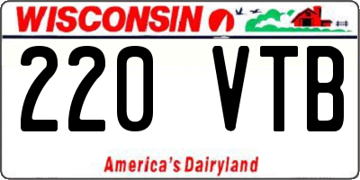 WI license plate 220VTB