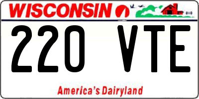 WI license plate 220VTE