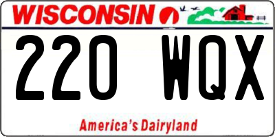 WI license plate 220WQX