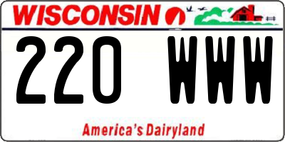 WI license plate 220WWW