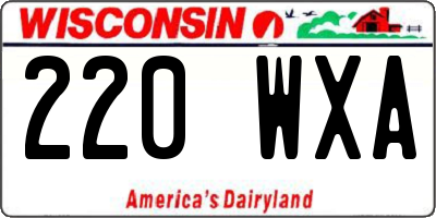 WI license plate 220WXA