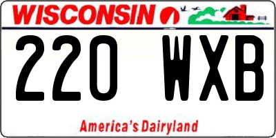WI license plate 220WXB