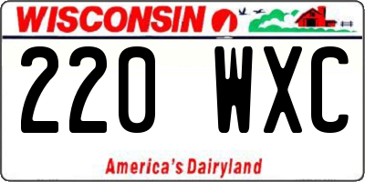WI license plate 220WXC