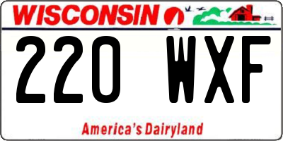 WI license plate 220WXF