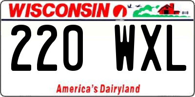 WI license plate 220WXL
