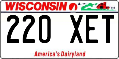 WI license plate 220XET