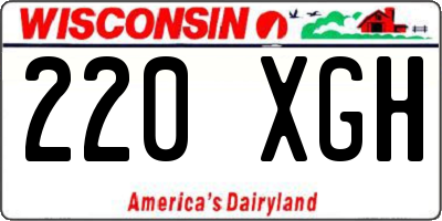 WI license plate 220XGH