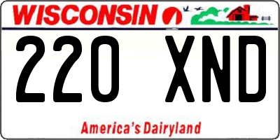 WI license plate 220XND