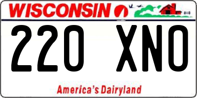 WI license plate 220XNO