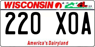 WI license plate 220XOA