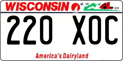 WI license plate 220XOC