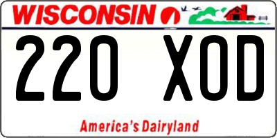 WI license plate 220XOD