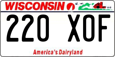 WI license plate 220XOF