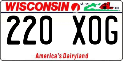 WI license plate 220XOG