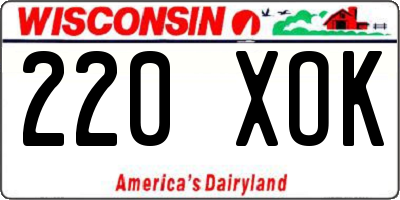 WI license plate 220XOK