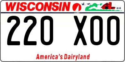 WI license plate 220XOO