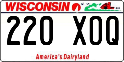 WI license plate 220XOQ