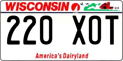 WI license plate 220XOT