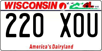 WI license plate 220XOU