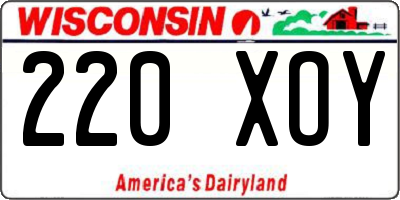 WI license plate 220XOY
