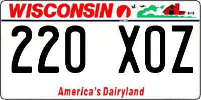 WI license plate 220XOZ